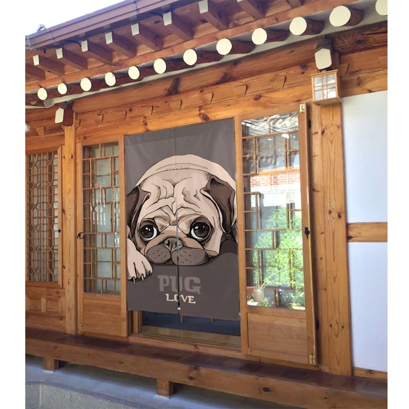 パグ のれん ロング 暖簾PUG犬柄 イヌ  間仕切り 洋風 おしゃれ パグ雑貨 楽天市場】パグ ロング 暖簾PUG犬柄 イヌ 間仕切り 洋風 おしゃれ パグ